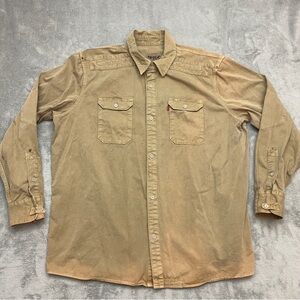 Levi's Heavy Canvas Shirt Tan Button Down Cotton Workwear Rugged Mens Size XL